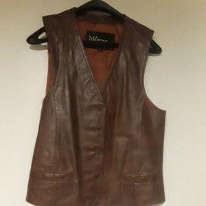 VINTAGE UNISEX BROWN LEATHER VEST